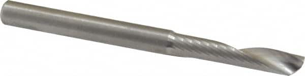 Onsrud - 1/4" Cutting Diam x 1-1/4" Length of Cut, 1 Flute, Upcut Spiral Router Bit - Uncoated, Right Hand Cut, Solid Carbide, 3" OAL x 1/4" Shank Diam, Single Edge, 22° Helix Angle - Americas Industrial Supply