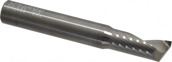 Onsrud - 1/2" Cutting Diam x 1-1/8" Length of Cut, 1 Flute, Upcut Spiral Router Bit - Uncoated, Right Hand Cut, Solid Carbide, 3-1/2" OAL x 1/2" Shank Diam, Single Edge, 22° Helix Angle - Americas Industrial Supply