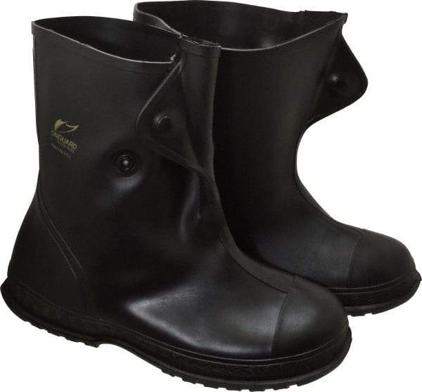 Dunlop Protective Footwear - Men's 8-9 Rain & Cold Resistant Overshoes - 10" High, Plain Toe, Nonslip & 4-Way Cleated Sole, PVC Upper, Black - Americas Industrial Supply