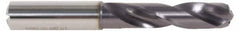 DORMER - #25 140° Spiral Flute Solid Carbide Screw Machine Drill Bit - TiAlN Finish, Right Hand Cut, 24mm Flute Length, 66mm OAL, Four Facet Split Point, Straight Shank, Through Coolant - Americas Industrial Supply