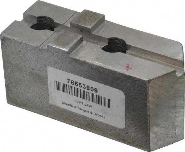H & R Manufacturing - Tongue & Groove Attachment, Square Soft Lathe Chuck Jaw - Steel, 1-3/4" Btw Mount Hole Ctrs, 3-15/16" Long x 1-1/2" Wide x 1-7/8" High, 5/16" Groove - Americas Industrial Supply