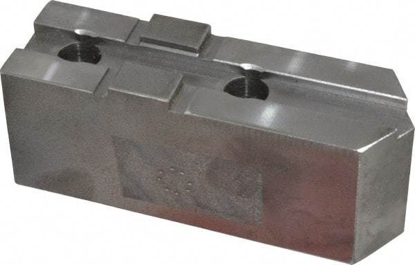 H & R Manufacturing - Tongue & Groove Attachment, Square Soft Lathe Chuck Jaw - Steel, 2.12" Btw Mount Hole Ctrs, 4-13/16" Long x 1-1/2" Wide x 1-7/8" High, 1/2" Groove - Americas Industrial Supply