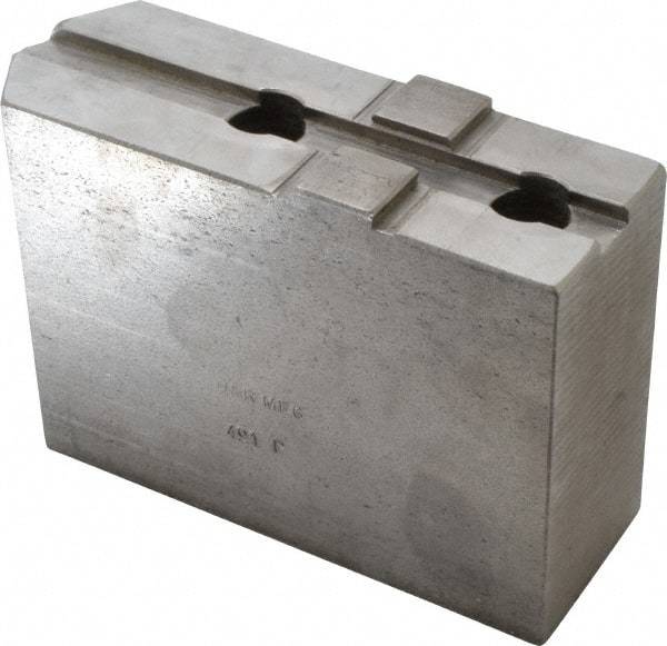 H & R Manufacturing - Tongue & Groove Attachment, Square Soft Lathe Chuck Jaw - Steel, 2-1/2" Btw Mount Hole Ctrs, 5-3/4" Long x 2" Wide x 3-7/8" High, 1/2" Groove - Americas Industrial Supply