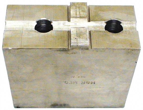 H & R Manufacturing - Tongue & Groove Attachment, Square Soft Lathe Chuck Jaw - Aluminum, 2-1/2" Btw Mount Hole Ctrs, 4-7/8" Long x 2" Wide x 2-3/8" High, 1/2" Groove - Americas Industrial Supply