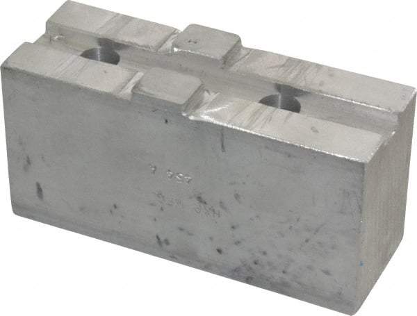 H & R Manufacturing - Tongue & Groove Attachment, Square Soft Lathe Chuck Jaw - Aluminum, 2-1/2" Btw Mount Hole Ctrs, 4-7/8" Long x 1-3/4" Wide x 2-3/8" High, 1/2" Groove - Americas Industrial Supply