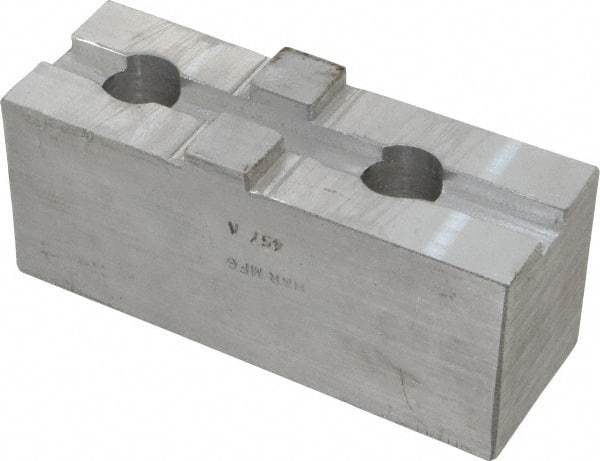 H & R Manufacturing - Tongue & Groove Attachment, Square Soft Lathe Chuck Jaw - Aluminum, 3" Btw Mount Hole Ctrs, 5-5/8" Long x 2" Wide x 2-5/16" High, 1/2" Groove - Americas Industrial Supply
