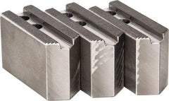 H & R Manufacturing - 1.5mm x 60° Serrated Attachment, Square Soft Lathe Chuck Jaw - 3 Jaws, Steel, 0.787" Btw Mount Hole Ctrs, 3-1/8" Long x 1-1/4" Wide x 2" High, 0.472" Groove, 10mm Fastener - Americas Industrial Supply