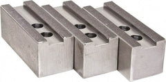 H & R Manufacturing - 1.5mm x 60° Serrated Attachment, Square Soft Lathe Chuck Jaw - 3 Jaws, Steel, 1.181" Btw Mount Hole Ctrs, 5-1/4" Long x 2" Wide x 2" High, 0.827" Groove, 16mm Fastener - Americas Industrial Supply