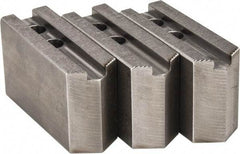 H & R Manufacturing - 1.5mm x 60° Serrated Attachment, Square Soft Lathe Chuck Jaw - 3 Jaws, Steel, 1" Btw Mount Hole Ctrs, 4-1/4" Long x 1-1/2" Wide x 2-1/2" High, 0.551" Groove, 12mm Fastener - Americas Industrial Supply