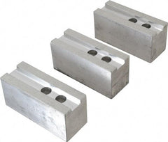 H & R Manufacturing - 1.5mm x 60° Serrated Attachment, Square Soft Lathe Chuck Jaw - 3 Jaws, Aluminum, 1.181" Btw Mount Hole Ctrs, 5-1/4" Long x 2" Wide x 2-1/2" High, 0.827" Groove, 16mm Fastener - Americas Industrial Supply