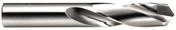 Made in USA - 12mm 118° Spiral Flute Carbide-Tipped Screw Machine Drill Bit - Bright Finish, Right Hand Cut, 2-13/64" Flute Length, 3-45/64" OAL, Standard Point, Straight Shank - Americas Industrial Supply