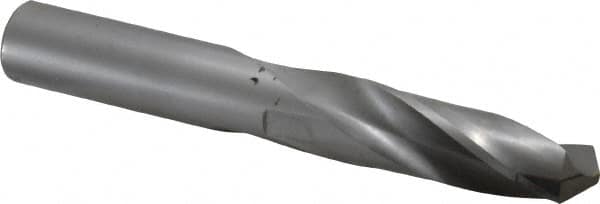 Made in USA - 16mm 118° Spiral Flute Carbide-Tipped Screw Machine Drill Bit - Bright Finish, Right Hand Cut, 2-7/8" Flute Length, 4-31/64" OAL, Standard Point, Straight Shank - Americas Industrial Supply