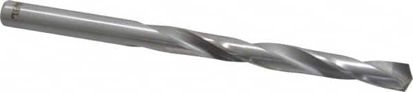 Made in USA - 19/64" 135° Carbide-Tipped Jobber Drill - Bright Finish, Right Hand Cut, Spiral Flute, Straight Shank, 4-3/8" OAL, Split Point - Americas Industrial Supply
