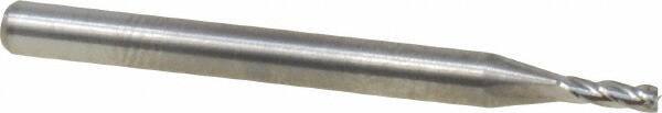 M.A. Ford - 1/16", 3/16" LOC, 1/8" Shank Diam, 1-1/2" OAL, 4 Flute, Solid Carbide Square End Mill - Single End, Uncoated, Spiral Flute, 30° Helix, Centercutting, Right Hand Cut, Right Hand Flute, Series 117 - Americas Industrial Supply