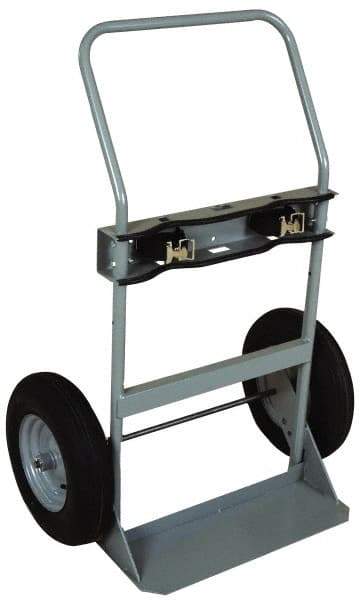 Made in USA - 760 Lb Capacity 47" OAH Cylinder Hand Truck - Swept Back Handle, Steel, Full Pneumatic Wheels - Americas Industrial Supply