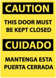 NMC - "Caution - This Door Must Be Kept Closed", 14" Long x 10" Wide, Rigid Plastic Safety Sign - Rectangle, 0.05" Thick, Use for Accident Prevention - Americas Industrial Supply