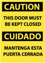 NMC - "Caution - This Door Must Be Kept Closed", 14" Long x 10" Wide, Rigid Plastic Safety Sign - Rectangle, 0.05" Thick, Use for Accident Prevention - Americas Industrial Supply
