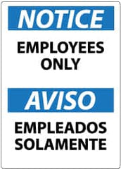 NMC - "Notice - Employees Only", 14" Long x 10" Wide, Pressure-Sensitive Vinyl Safety Sign - Rectangle, 0.004" Thick, Use for Security & Admittance - Americas Industrial Supply