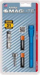 Mag-Lite - Krypton Bulb, 9 Lumens, Mini Flashlight - Blue Aluminum Body, 2 AAA Alkaline Batteries Included - Americas Industrial Supply