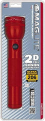 Mag-Lite - Krypton Bulb, 27 Lumens, Industrial/Tactical Flashlight - Red Aluminum Body, 2 D Batteries Not Included - Americas Industrial Supply