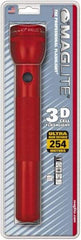Mag-Lite - Krypton Bulb, 45 Lumens, Industrial/Tactical Flashlight - Red Aluminum Body, 3 D Batteries Not Included - Americas Industrial Supply