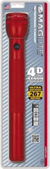 Mag-Lite - Krypton Bulb, 98 Lumens, Industrial/Tactical Flashlight - Red Aluminum Body, 4 D Batteries Not Included - Americas Industrial Supply
