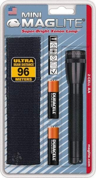 Mag-Lite - Krypton Bulb, 14 Lumens, Industrial/Tactical Flashlight - Black Aluminum Body, 2 AA Alkaline Batteries Included - Americas Industrial Supply