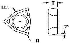 Everede Tool - WCGT331 Grade CV6 Carbide Boring Insert - TiN Finish, 80° Trigon, 7° Relief Angle, 3/8" Inscr Circle, 5/32" Thick, 1/32" Corner Radius - Americas Industrial Supply
