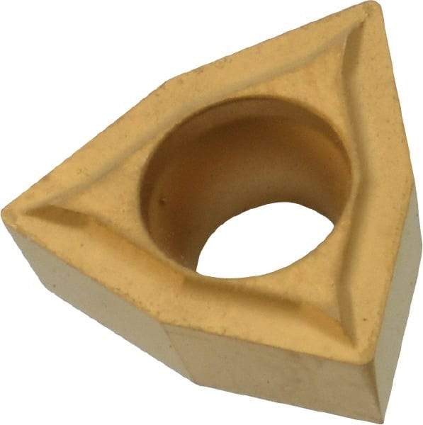 Everede Tool - WCGT315 Grade CV6 Carbide Boring Insert - TiN Finish, 80° Trigon, 7° Relief Angle, 3/8" Inscr Circle, 5/32" Thick, 1/64" Corner Radius - Americas Industrial Supply
