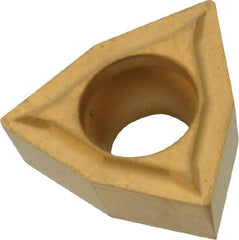 Everede Tool - WCGT315 Grade CV6 Carbide Boring Insert - TiN Finish, 80° Trigon, 7° Relief Angle, 3/8" Inscr Circle, 5/32" Thick, 1/64" Corner Radius - Americas Industrial Supply
