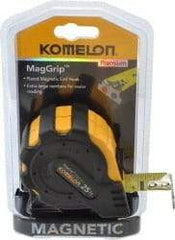 Komelon - 25' x 1" Yellow Blade Tape Measure - 1/16" Graduation, Inch Graduation Style, Yellow/Black Case - Americas Industrial Supply