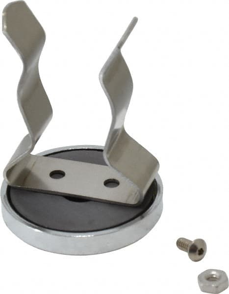 Mag-Mate - 11 Lb Max Pull Force, 2-1/32" Overall Height, 1.41" Diam, Ceramic Cup Magnet - Clamp Style, 1-1/8" Clamp Opening, Chrome Plated - Americas Industrial Supply