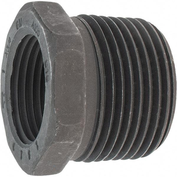 Made in USA - Size 1 x 3/4", Class 3,000, Forged Carbon Steel Black Pipe Hex Bushing - 3,000 psi, Threaded End Connection - Americas Industrial Supply