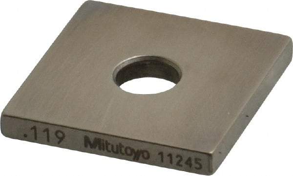 Mitutoyo - 0.119" Square Steel Gage Block - Accuracy Grade 0, Includes Certificate of Inspection - Americas Industrial Supply