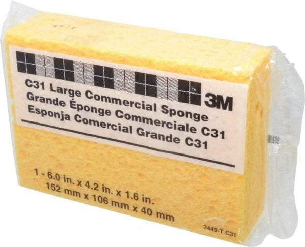 3M - 6" Long x 4-1/4" Wide x 1-5/8" Thick Cleansing Pad - Heavy-Duty, Yellow - Americas Industrial Supply