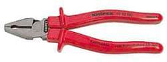 Knipex - 9" OAL, 1-3/4" Jaw Length x 1-1/8" Jaw Width, Side Cutting Pliers - Serrated Pipe Jaw, Flat Nose Head, Ergonomic Handles - Americas Industrial Supply