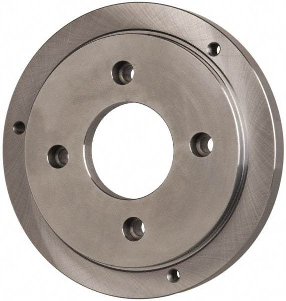 Buck Chuck Company - Adapter Back Plate for 8" Diam Self Centering Lathe Chucks - A1/A2-5 Mount, 2.39" Through Hole Diam, 6.283mm ID, 7.87" OD, 0.714" Flange Height, Steel - Americas Industrial Supply