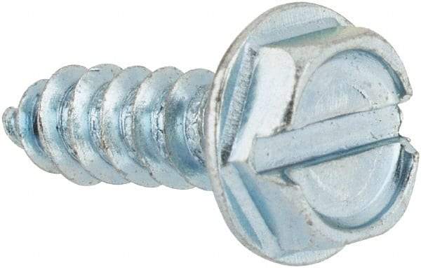 Value Collection - #7 Hex Washer Head Slotted Sheet Metal Screw - Steel, 1/2" Length Under Head, Grade 2 - Americas Industrial Supply