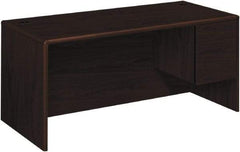 Hon - High Pressure Laminate Right Pedestal Desk - 66" Wide x 30" Deep x 29-1/2" High, Mahogany - Americas Industrial Supply