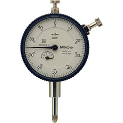 Mitutoyo - 1/2" Range, 0-100 Dial Reading, 0.001" Graduation Dial Drop Indicator - 57mm Dial, 0.1" Range per Revolution, 0.001" Accuracy, Revolution Counter - Americas Industrial Supply