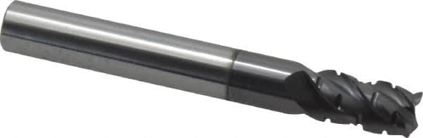 ProMax - 5/16" Diam, 1/2" LOC, 4 Flute Solid Carbide Roughing & Finishing Corner Radius End Mill - AlTiN Finish, 2-1/2" OAL, 5/16" Shank Diam, Straight Shank, 40° Helix, Centercutting, Stub Length - Americas Industrial Supply