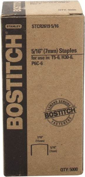 Stanley Bostitch - 1/4" Long x 7/16" Wide, 24 Gauge Crowned Construction Staple - Steel, Chisel Point - Americas Industrial Supply