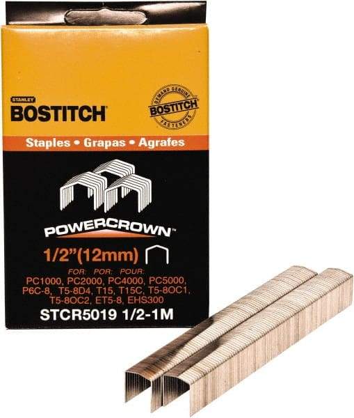 Stanley Bostitch - 1/2" Long x 7/16" Wide, 24 Gauge Crowned Construction Staple - Steel, Chisel Point - Americas Industrial Supply