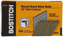 Stanley Bostitch - 0.12" Shank Diam 3" Long Framing Nails for Power Nailers - Steel, Smooth Shank, Angled Stick Wire Collation, Round Head, Diamond Point - Americas Industrial Supply