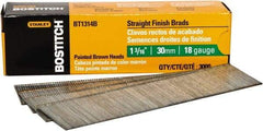 Stanley Bostitch - 18 Gauge 0.05" Shank Diam 1-3/16" Long Brad Nails for Power Nailers - Steel, Bright Finish, Ring Shank, Straight Stick Adhesive Collation, Brad Head, Chisel Point - Americas Industrial Supply