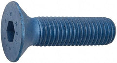 Metric Blue - M5x0.80 Metric Coarse Hex Socket Drive, 90° Flat Screw - Grade 12.9 Alloy Steel, Metric Blue Finish, Fully Threaded, 25mm OAL - Americas Industrial Supply