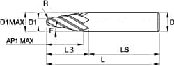 Kennametal - 4° Taper Angle per Side, 0.236" Small End Diam, 45.8mm LOC, Solid Carbide 4 Flute Tapered Ball End Mill - TiAlN/TiN/TiAlN Finish, 100mm OAL, 12mm Shank Diam, Spiral Flute, 30° Helix - Americas Industrial Supply