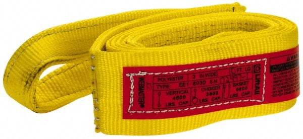 Lift-All - 10' Long x 3" Wide, 4,800 Lb Vertical Capacity, 1 Ply, Polyester Web Sling - 3,800 Lb Choker Capacity, Yellow - Americas Industrial Supply