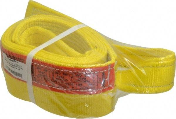 Lift-All - 10' Long x 4" Wide, 6,400 Lb Vertical Capacity, 1 Ply, Polyester Web Sling - 5,000 Lb Choker Capacity, Yellow - Americas Industrial Supply