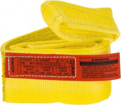 Lift-All - 8' Long x 4" Wide, 6,400 Lb Vertical Capacity, 1 Ply, Polyester Web Sling - 5,000 Lb Choker Capacity, Yellow - Americas Industrial Supply